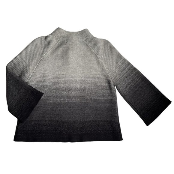 Jones New York Knit Cardigan PM Grey Black Ombre Sweater 100% Cotton Office Work - Picture 3 of 11